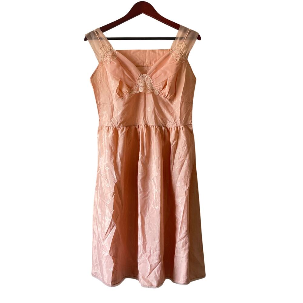 Vintage 50s blush pink romantic mini dress /nightgown‎ size medium